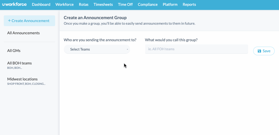 Workforce.com consente ai manager di trasmettere annunci ai dipendenti